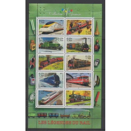 France - Blocs et feuillets - 2001 - No BF 38 - Trains