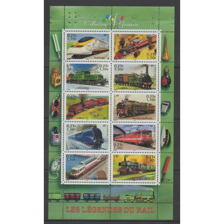 Stamps - France - Blocks and sheets - 2001 - Nb BF 38 - Trains