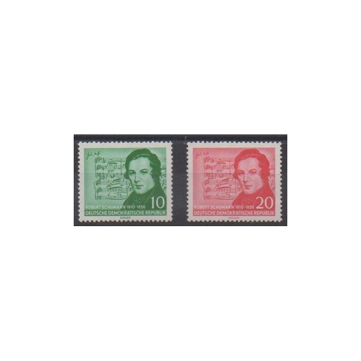 Acheter cette série de timbres d'Allemagne orientale (RDA) de l'année 1956 (No 264/265).