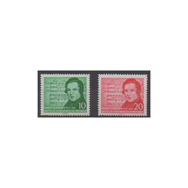 Acheter cette série de timbres d'Allemagne orientale (RDA) de l'année 1956 (No 251/252).
