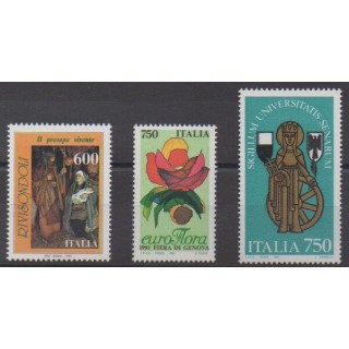 Acheter cette série de timbres d'Italie de l'année 1991 (No 1898/1900).