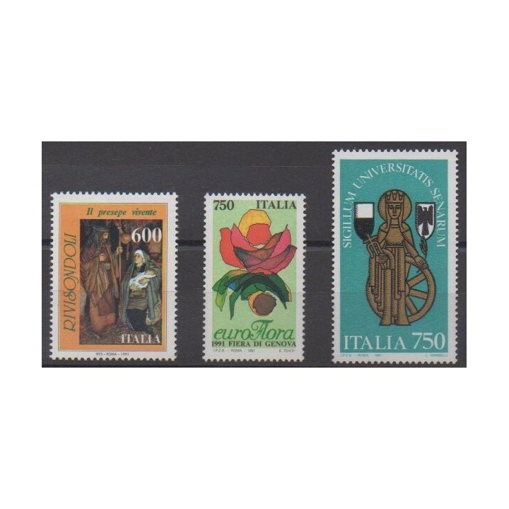Buy this set of stamps of Italy of the year 1991 (Nb 1898/1900).