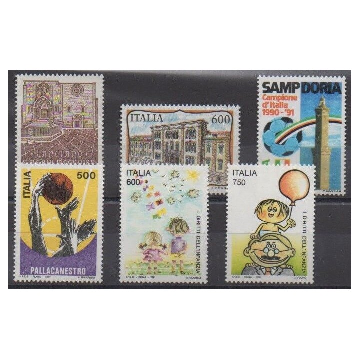 Acheter cette série de timbres d'Italie de l'année 1991 (No 1914/1919).