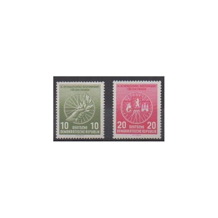 Buy this set of stamps of East Germany (GDR) of the year 1956 (Nb 246/247).