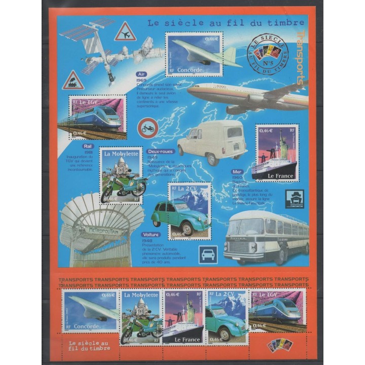 Timbres - France - Blocs et feuillets - 2002 - No BF 47 - Transports