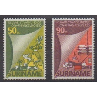 Acheter cette série de timbres de Surinam de l'année 1985 (No 1030/1031).