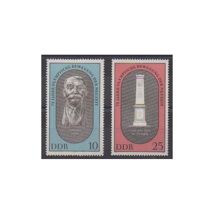 Acheter cette série de timbres d'Allemagne orientale (RDA) de l'année 1969 (No 1185/1186).
