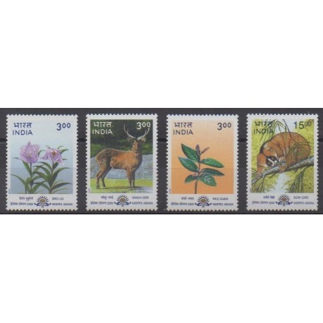 India - 2000 - Nb 1516/1519 - Flowers - Mamals