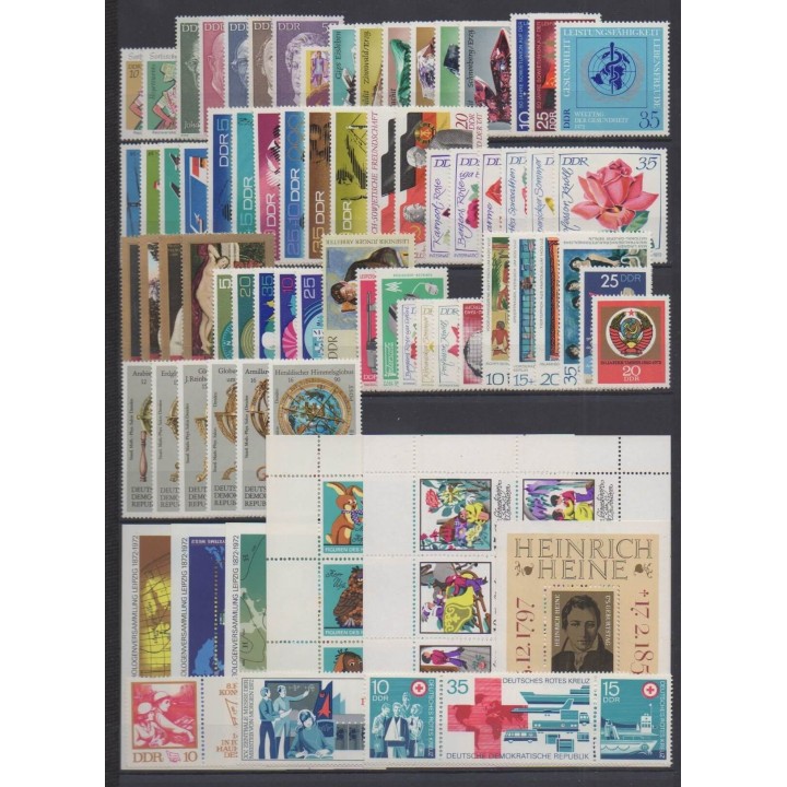 Acheter les timbres et les 4 blocs-feuillets d'Allemagne orientale (RDA) de l'année 1972 (No 1419/1499 - BF29/BF32).