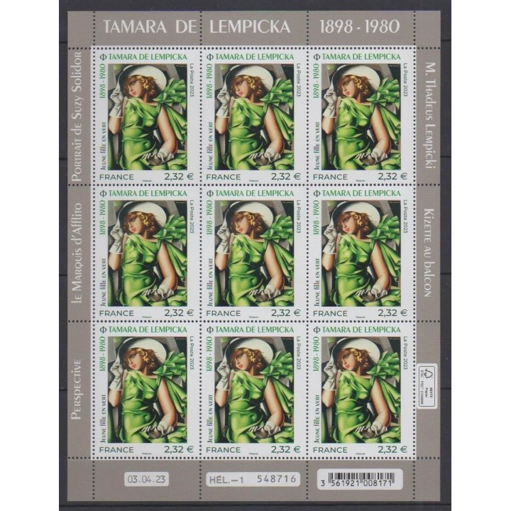 Buy this souvenir sheet  of France of the year 2023 (Nb F98 - Tamara de Lempicka).