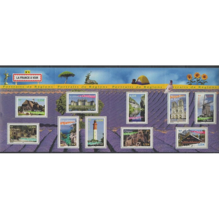 Timbres - France - Blocs et feuillets - 2004 - No BF 77 - Sites