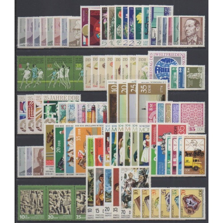 Buy the stamps and the 2 souvenir sheets of East Germany (GDR) of the year 1974 (Nb 1592/1692 - BF35/BF36).