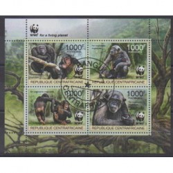 Central African Republic - 2012 - Nb 2392/2395 - Mamals - Endangered species - WWF - Used