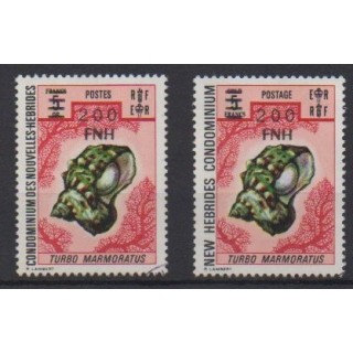 Acheter cette série de timbres des nouvelles Hébrides de l'année 1977 (No 484 et 493). - Oblitéré