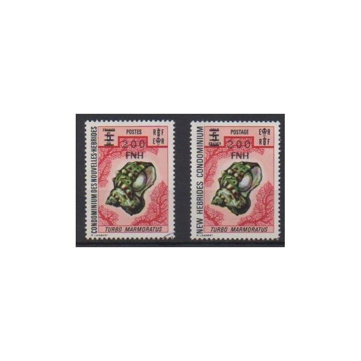 Acheter cette série de timbres des nouvelles Hébrides de l'année 1977 (No 484 et 493). - Oblitéré