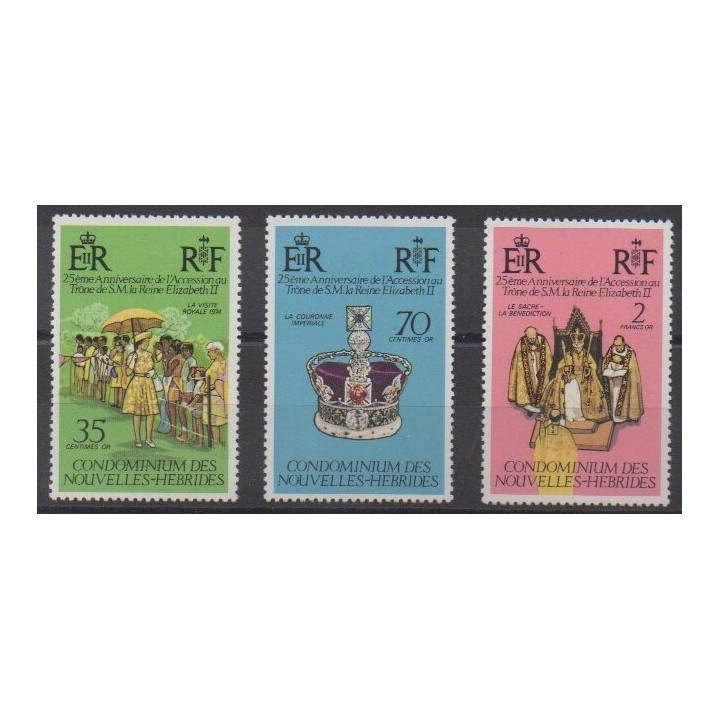Acheter cette série de timbres de Nouvelles-Hébrides  de l'année 1977 (No 444/446).