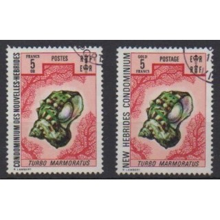 Acheter cette série de timbres de Nouvelles-Hébrides  de l'année 1972 (No 337 et 349). - Oblitéré - Oblitéré
