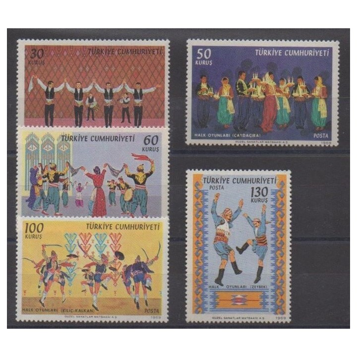 Acheter cette série de timbres de Turquie de l'année 1969 (No 1920/1924).
