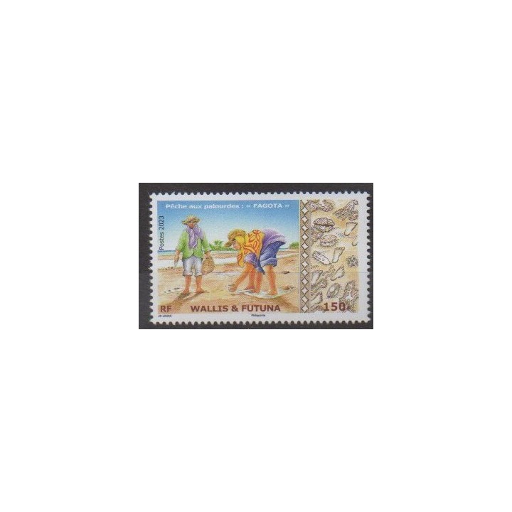 Acheter ce timbre de Wallis et Futuna de l'année 2023 (Pêche aux palourdes).