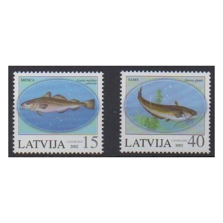 Lettonie - 2002 - No 544/545 - Vie marine
