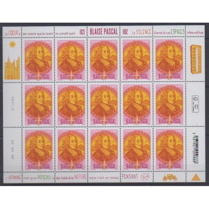 Acheter ce feuillet de France de l'année 2023 (No F103 - Blaise Pascal).