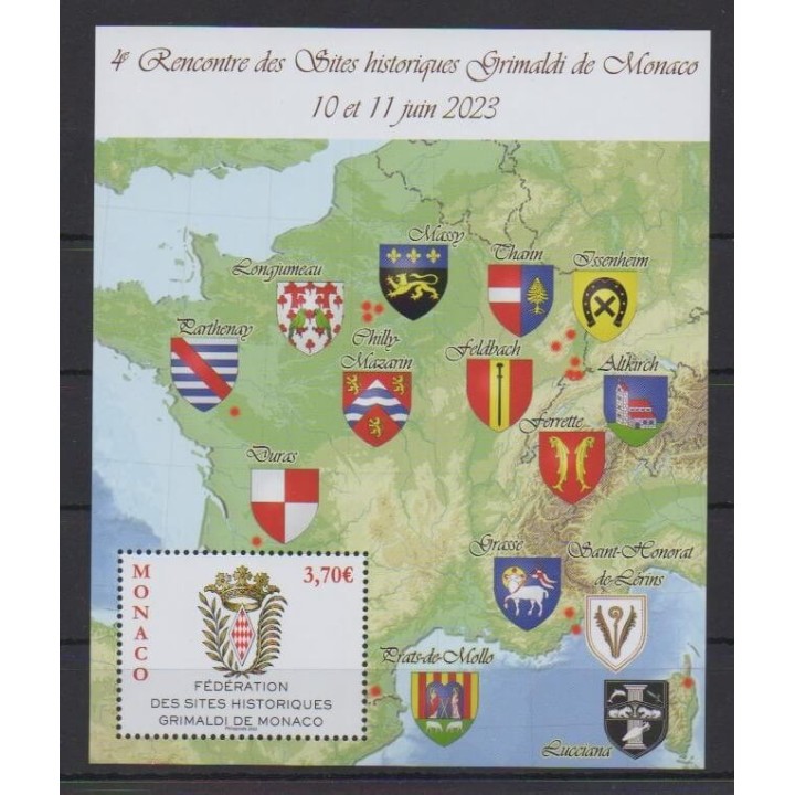 Buy this souvenir sheet  of Monaco of the year 2023 (Nb BF Sites historiques).