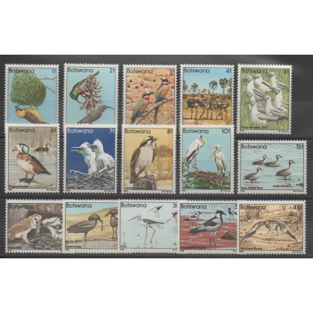 Botswana - 1982 - No 451/465 - Oiseaux - Série courte