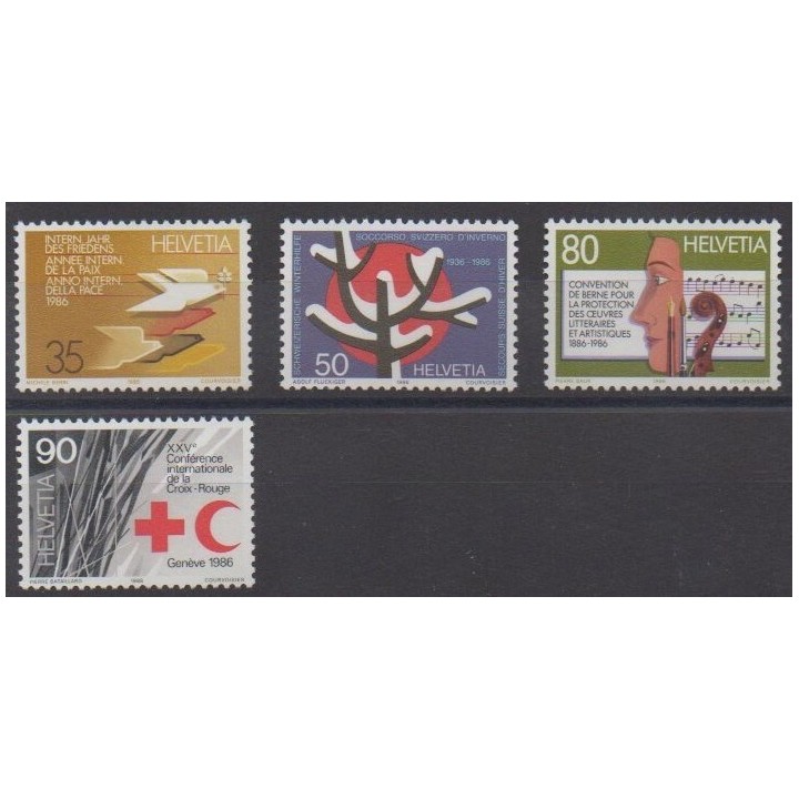 Acheter cette série de timbres de Suisse de l'année 1986 (No 1256/1259).