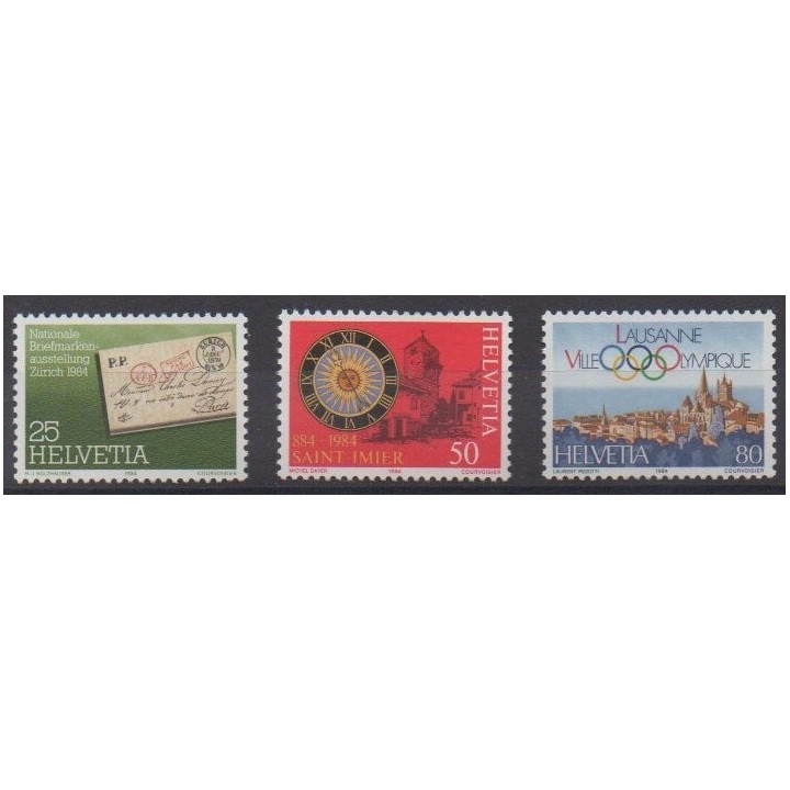 Acheter cette série de timbres de Suisse de l'année 1984 (No 1196/1198).