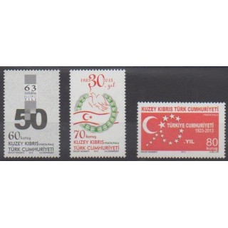 Acheter cette série de timbres de Turquie (Chypre du nord) de l'année 2013 (No 733/735).