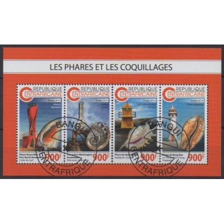 Central African Republic - 2018 - Nb 5996/5999 - Lighthouses - Sea life - Used