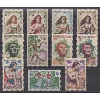 Acheter cette série de timbres de Polynésie de l'année 1958 (No 1/11). - Neuf avec charnière