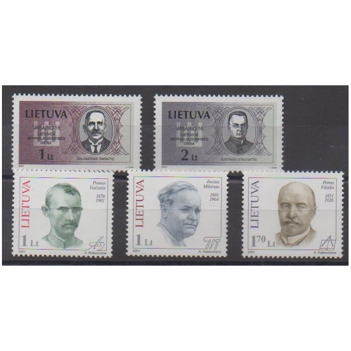 Buy this set of stamps of Lithuania of the year 2001 (Nb 657/661).