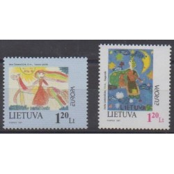 Lithuania - 1997 - Nb 556/557 - Literature - Children's drawings - Europa