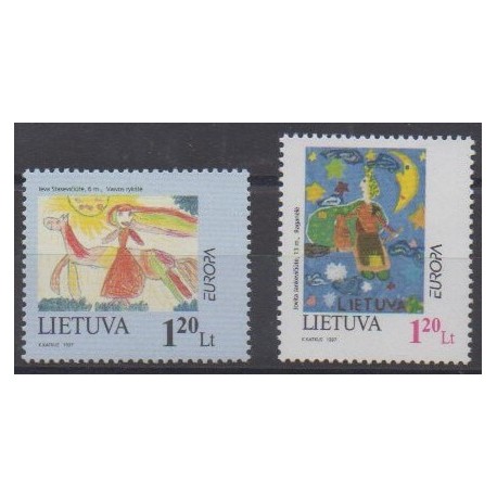 Lituanie - 1997 - No 556/557 - Littérature - Dessins d'enfants - Europa