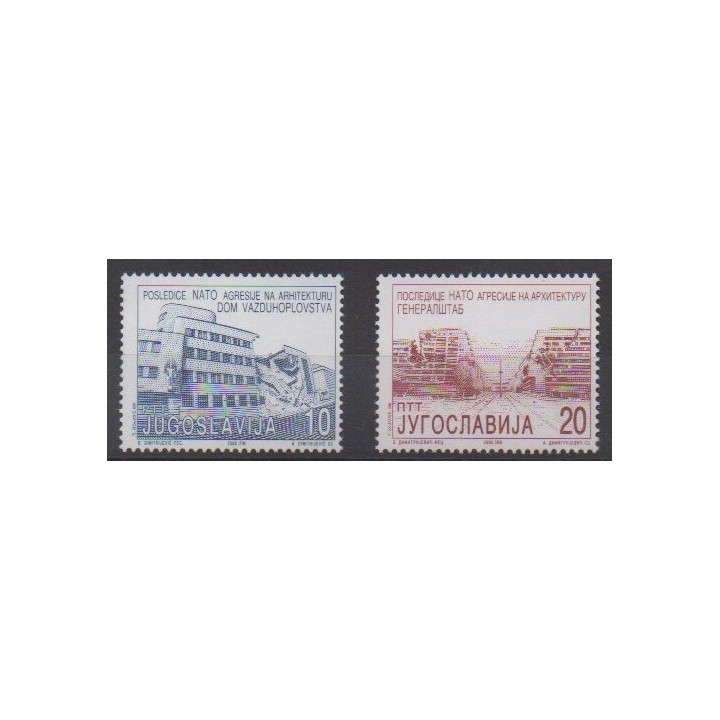 Acheter cette série de timbres de Yougoslavie de l'année 2000 (No 2824/2825).