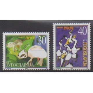 Buy this set of stamps of Yugoslavia of the year 2000 (Nb 2834/2835).