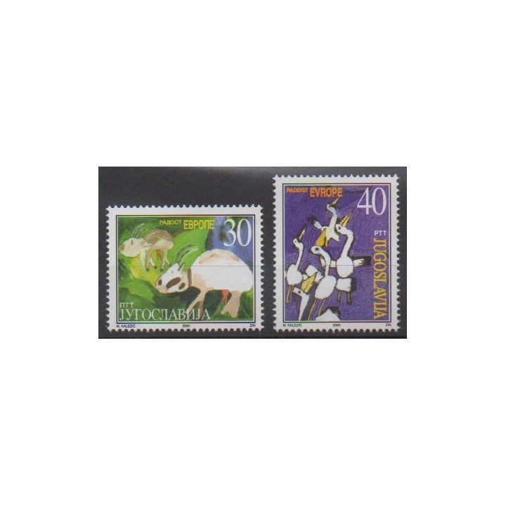 Acheter cette série de timbres de Yougoslavie de l'année 2000 (No 2834/2835).