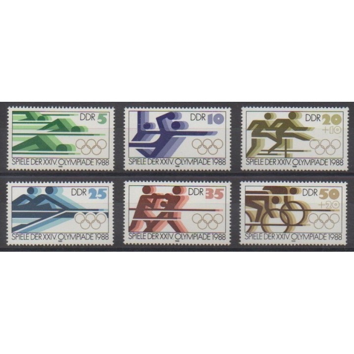 Buy this set of stamps of East Germany (GDR) of the year 1988 (Nb 2796/2801).