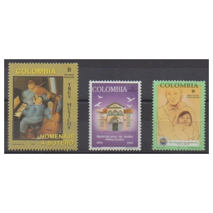 Buy this set of stamps of Colombia of the year 1993 (Nb 993/995).