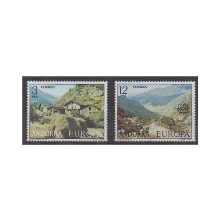 Buy this set of stamps of Spanish Andorra of the year 1977 (Nb 100/101).