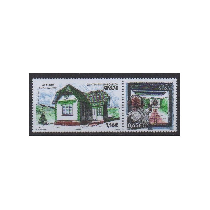 Buy this stamp of Saint-Pierre et Miquelon of the year 2023 (Le stand Henri Sautot).