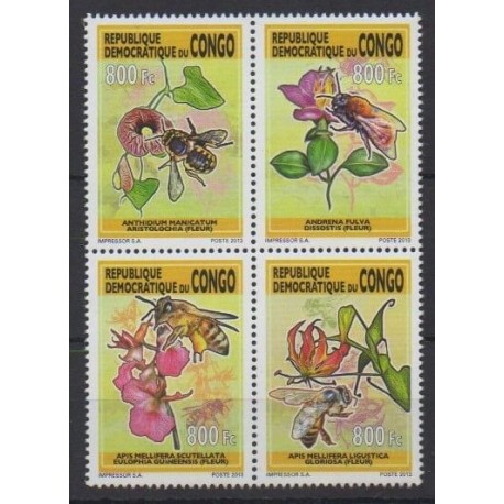 Congo (République démocratique du) - 2013 - No 2050/2053 - Insectes - Fleurs
