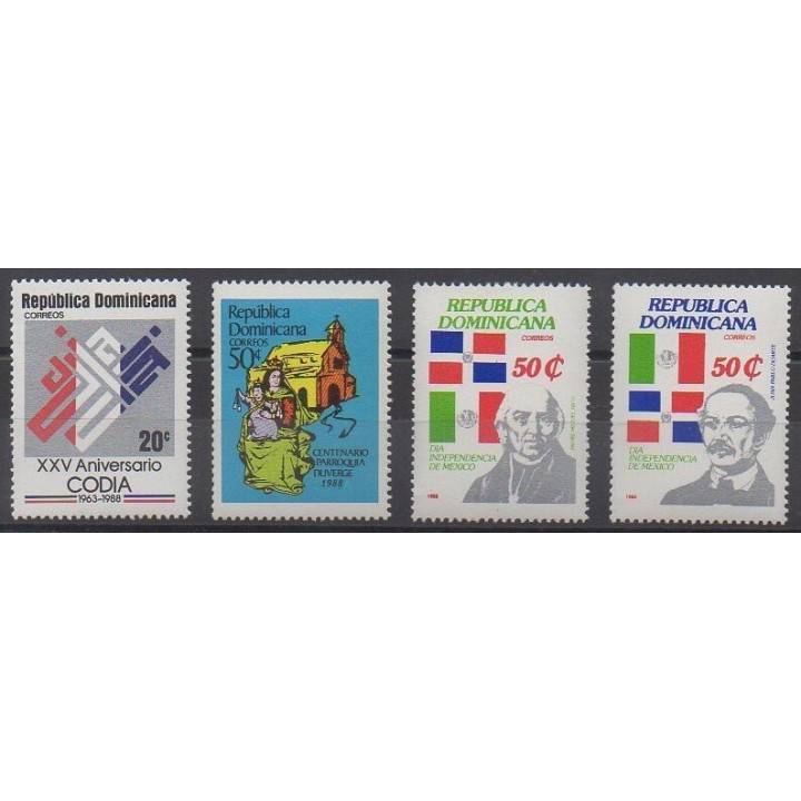 Acheter cette série de timbres de la République Dominicaine  de l'année 1988 (No 1039/1041).