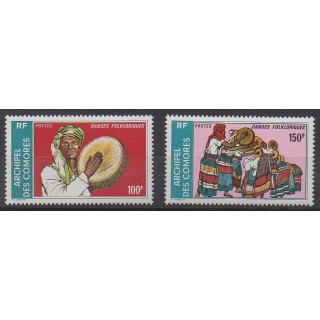 Acheter cette série de timbres des Comores de l'année 1975 (No 104A/104B).