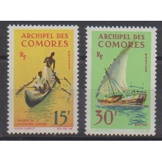 Acheter cette série de timbres des Comores de l'année 1964 (No 33/34).