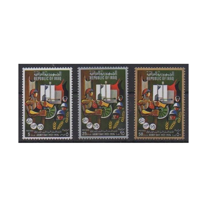 Acheter cette série de timbres d'Irak de l'année 1976 (No 777/779).