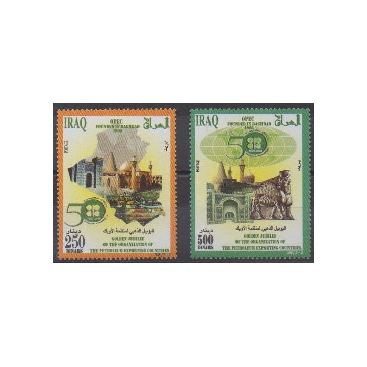 Acheter cette série de timbres d'Irak de l'année 2010 (No 1623/1624).
