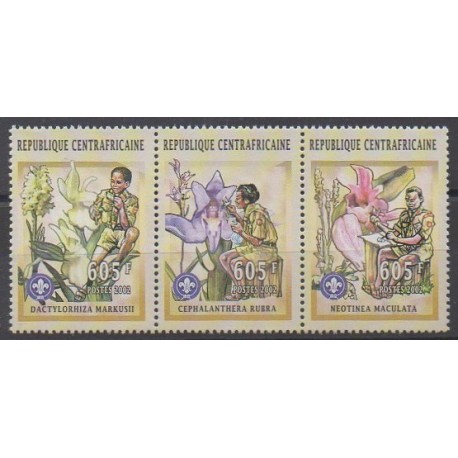Centrafricaine (République) - 2002 - No 1833/1835 - Scoutisme - Orchidées