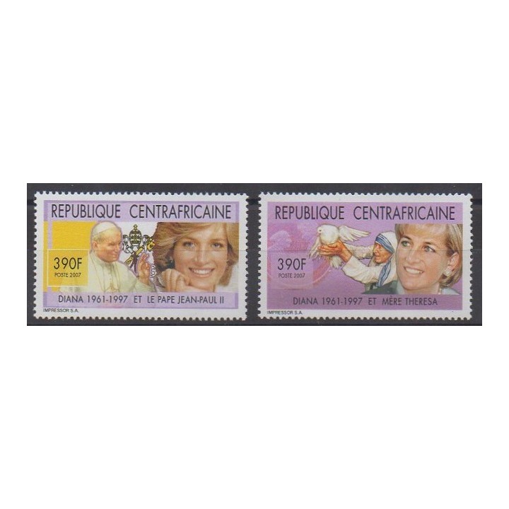 Acheter cette série de timbres de la République Centrafricaine de l'année 2007 (No 1906/1907).